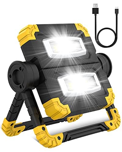 Image of Trongle LED Work Lights, 1400LM 10W COB USB Rechargeable Flood Lights LED Light with Waterproof Nightlight Longer Working Hour Camping Lights for Yard, Emergency, Fishing, Hiking Yellow,JIUJIU-B-C7