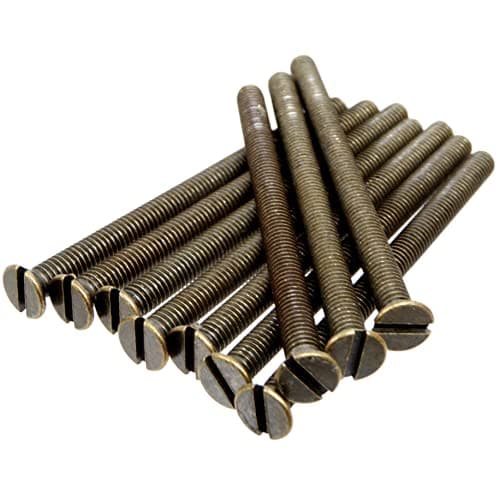 Image of 10 x M3.5 Antique Brass 50mm Long Screws - Flat Slotted Countersunk Head - For Switch and Socket Plates