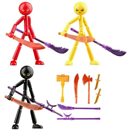 Image of Rihqey 3PCSCollectable Action Figures Set, Jointed StickmanAction Figure, Multi Jointed Movable Robot, 2026 New Stop Motion Figure, Full Body Mechanical Doll, Require Self-Assembly,for Kid Hobbyist