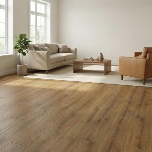 Image of 8mm Laminate Flooring Panels, Dutch Oak Effect, AC4 Durability, Click Installation, Natural Wood Look, 2.39 m² Pack