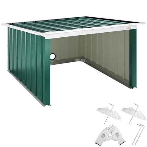 Image of GARDEBRUK® Robot Lawnmower Garage | 89x90x54cm | Green Pent Roof | Metal Shed Garden Storage | Ideal Gadgets for Men & Gardening Gifts for Men | Storage Solutions for Robotic Lawn Mower | Green