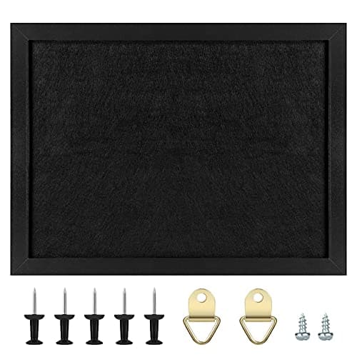 Image of Okydoky Cork Board Bulletin Board with Felt,Wood Framed Display Bulletin Board for Walls with Pins, Eye Bolts, gaskets, Screws, Pin Board for Office, School and Home (Black, 22 * 30cm-1p)