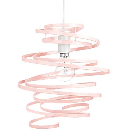 Image of Modern Designer Soft Pink Gloss Metal Double Ribbon Spiral Swirl Ceiling Light Pendant Shade | 23cm Diameter | 60w Maximum by Happy Homewares