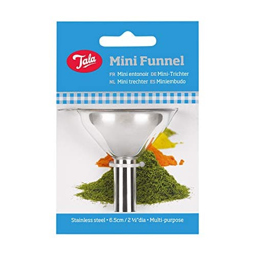 Image of Tala Kitchen Funnel, Mini Funnel made with Food Grade Stainless Steel, Designed for Ktichen use and perfect for filling small pots and jars like Salt & Pepper Mills of spice pots