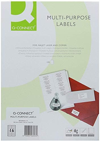 Image of Q-Connect Multipurpose Labels 99.1x34mm 16 Per Sheet White (1600 Pack) KF26053