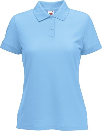 Image of Fruit of the Loom Womens Lady Fit Pique Polo Shirt Sky Blue L