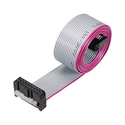 Image of sourcing map IDC Wire Flat Ribbon Cable FC/FC Connector A-type 16 Pins 2.54mm Pitch 1m Length Gray