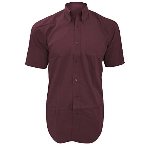 Image of Kustom Kit Mens Short Sleeve Corporate Oxford Shirt (15.5inch) (Burgundy)