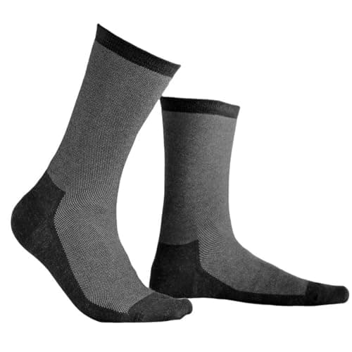 Image of Sweat Guard® 5% Silver Calf Length Crew Socks - 2 Pairs. Antibacterial Socks For Men & Women, Fights Foot Odour & Sweaty Feet. Anti Sweat Socks For Hyperhidrosis Treatment, Grey & Black, Size 4-8.