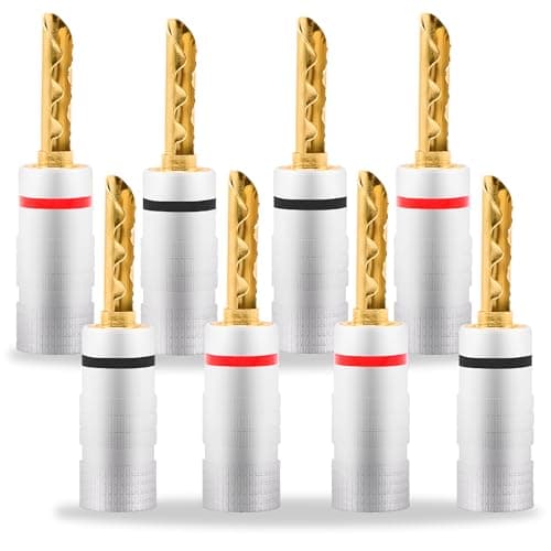 Image of YARCHONN BFA Banana Plugs Speaker Connectors Gold Plated 4mm Banana Connectors Solderless Terminals for Speaker Amplifier Sound System Home Audio Wire Cable -8pcs