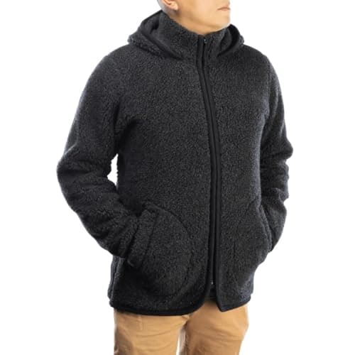 Image of Perfect Wool classic merino jacket with hood – Black, pure merino wool – Outdoor wear for men and boys – Zip-up hoodie – Ideal for autumn activities and chilly days – size XL