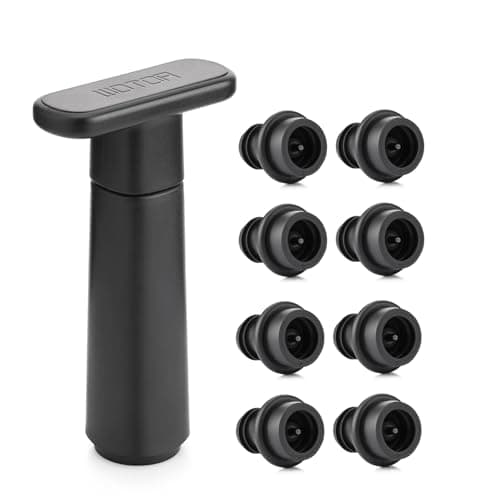 Image of WOTOR Wine Saver Vacuum Pump with 8 Stoppers, Wine Stopper & Preserver, Reusable Bottle Sealer Keeps Fresh, Ideal Accessories Gift (Flat Handle)