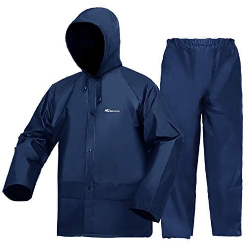 Image of Men/Women Waterproof Jacket and Trousers Suits, Ultra-Lite Waterproof Rainsuit Sets Windproof Hooded Raincoat Work wear(Navy XX-Large)