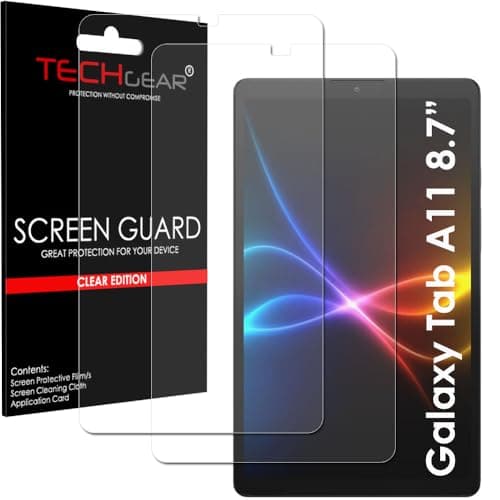 Image of TECHGEAR 2 Pack Screen Protectors for Samsung Galaxy Tab A11 8.7" (SM-X130 / SM-X135), Ultra Clear Film Guard Cover [Scratch-Resistant] [HD Transparency] [Stylus Compatible]