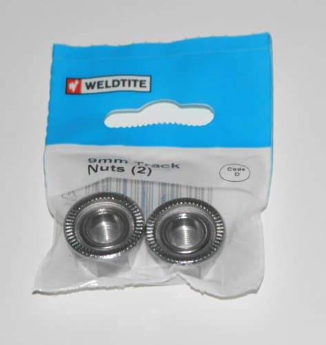 Image of 1 Pack Of 2 Weldtite 9mm Track Nuts, Bike Bicycle