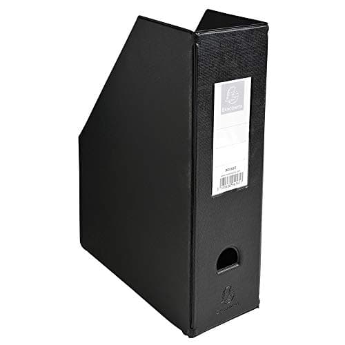 Image of Exacompta - Ref 90161E - PVC Magazine File - Suitable for Storing A4 Documents,100mm Spine, Construction from 2mm Rigid PVC, Finger Hole & Label on Spine -Black