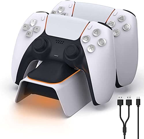 Image of NexiGo Enhanced PS5 Controller Charger, Playstation 5 Charging Station with LED Indicator, High Speed, Fast Charging Dock for Sony DualSense Controller, White