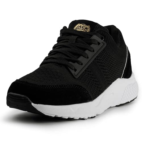 Image of Jack Walker Ultra Lightweight Women's Fashion Shoes Breathable & Water-Resistant Ideal Casual Footwear Trainers for Everyday Comfort Golden (7 UK) Black
