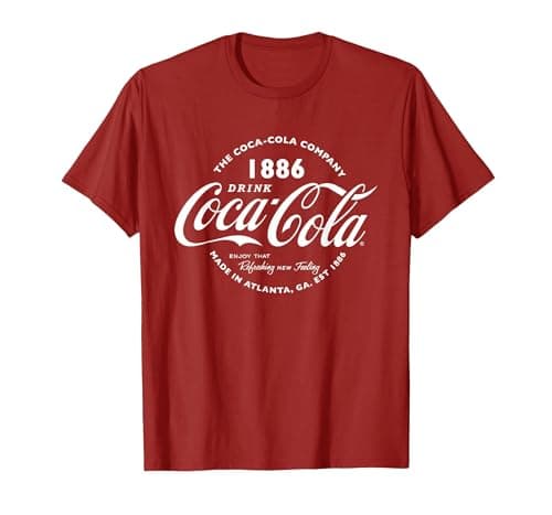Image of Coca Cola Retro Logo White Text T-Shirt, Men, Cranberry Red, Large