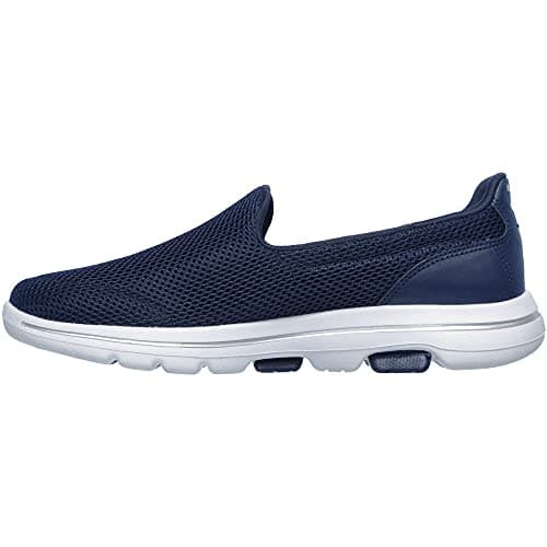 Image of Skechers Women's GO Walk 5 Slip On Trainers, Navy Textile White Trim, 8 UK Wide