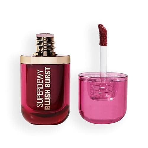 Image of Revolution Superdewy Liquid Blush Burst, Buildable Colour for Cheek, Serum Formula with Peptides & Hyaluronic Acid, Vegan & Cruelty-Free, Very Cherry Berry, 4.2ml