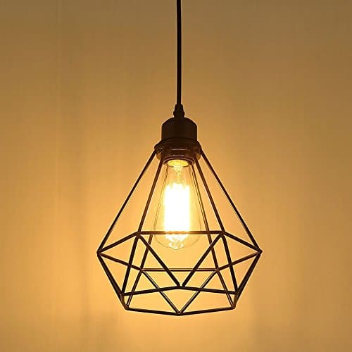 Image of MAXDUYU Black Ceiling Light Wire Basket Metal Basket Pendant Lighting Ceiling Light Shade,Black Pendant Light Industrial Style Light for Indoor Kitchen Islands Living Room 1X E27 Base AC 220V