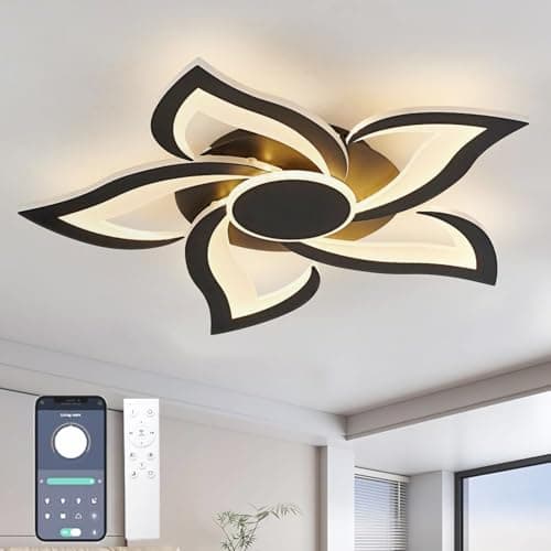 Image of GWYAJTU Flower Ceiling Lighting with Remote Control APP, LED Dimmable 3000K-6000K Chandelier, 36W Modern Ceiling Lights with Timer for Bedroom Kitchen Living Room Office