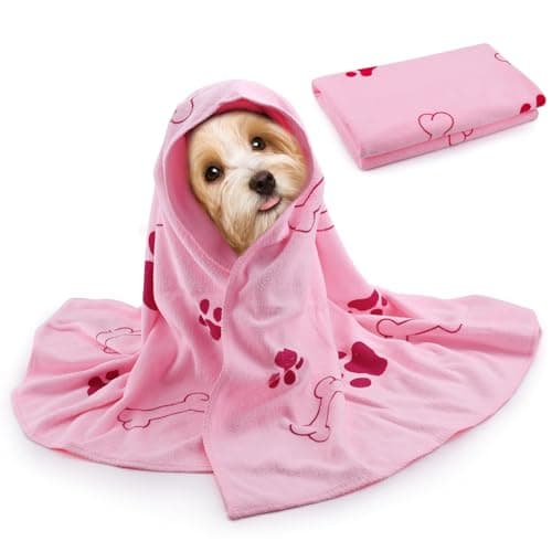 Image of Cosiesnest Dog Towel 60 * 100cm Dog Towels for Drying Dogs 1 Pcs Microfibre Dog Bath Towel Dog Dryer Ultra Absorbent Dog Towels Thick All-Season Machine Wash & Dry Dog Towel Robe