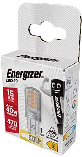 Image of Energizer G9 LED Light Bulb. 4.2W (40w Halogen Equivalent) 220-240V. 470 Lumens. Bi-Pin Base Energy Saving. Warm White 2700k
