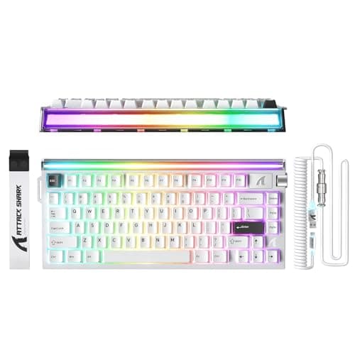 Image of ATTACK SHARK R85 HE Wired 75% Gaming Keyboard with C01ULTRA LED Cable, Magnetic Switch, 5 Layers, Multifunctional software, RGB light box, Knob, 8000Hz, 0.005mm RT Tech (Star White)