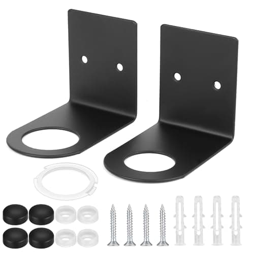Image of 2 Pcs Soap Bottle Dispenser Holders, 2 Sizes Wall Mounted Soap Pump Bottles Stands, Stainless Steel Shampoo Dispenser Bottles Hanging Shelf Storage Holder Racks for Kitchen Bathroom - Black