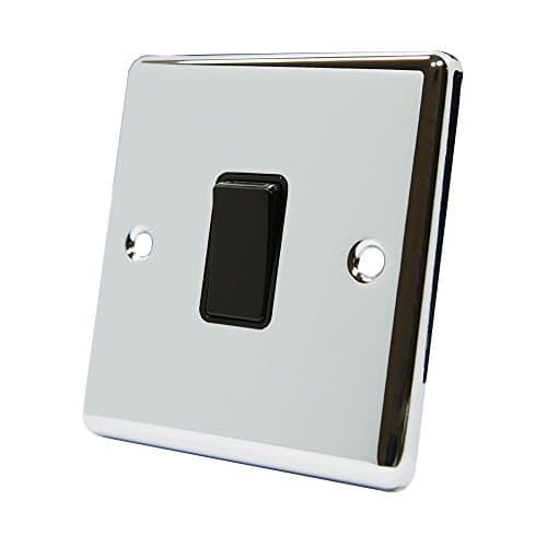Image of AET CPC1GSWIBL 1 Gang 2 Way 10 A Classical Chrome Polished Black Insert Plastic Rocker Light Switch