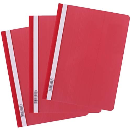 Image of D.RECT Pack of 25 A4 Plastic File folders with Transparent Front Cover, Plastic File Folder Made of Polypropylene Film, red