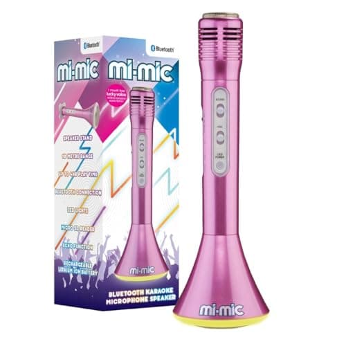 Image of Mi-Mic Kids Karaoke Microphone | Wireless Speaker with Wireless Bluetooth and LED Lights Microphone for Kids, Pink