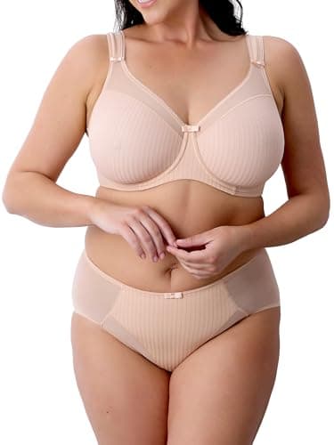 Image of Berlei Womens Beauty Stripe Smoothing Minimizer Bra, Blush, 34D UK