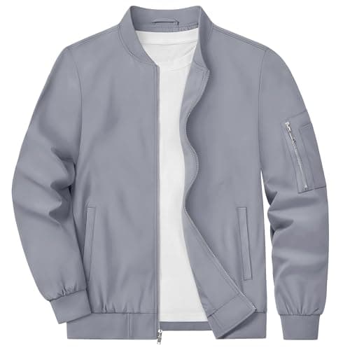 Image of KEFITEVD Men Casual Thin Jacket Spring Lightweight Golf Jackets Sports Coat with Pockets,Light Grey,3XL