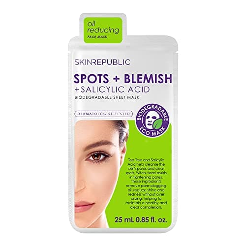 Image of Skin Republic Tea Tree & Salicylic Acid Sheet Mask | Cleans Pores | Reduces Dark Spots and Blemish | Helps Brighten Skin | Evens Out Complexion | Made in Korea (Pack of 1)