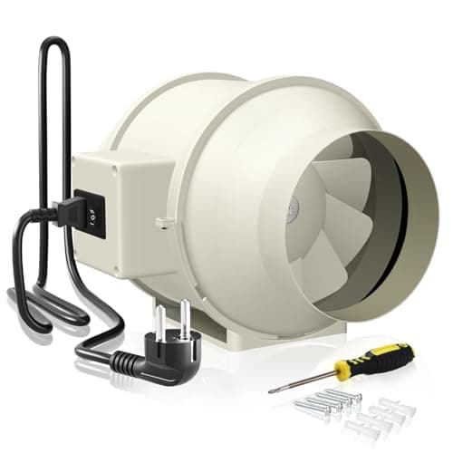 Image of FanGoFast Inline Extractor Fan 125mm/5 inch with Adjustable Speed Controller and UK Plug, 285m³/h Ventilation Fan for Bathroom, Office, Grow Rooms (White, 125mm)