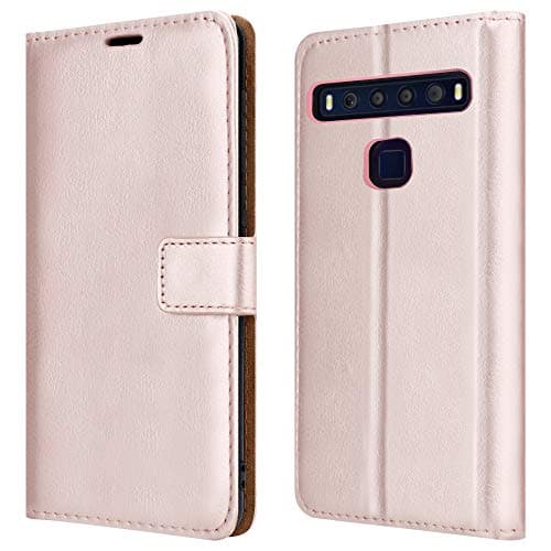 Image of PIXFAB For TCL 10 Lite Leather Phone Case, Magnetic Closure Full Protection Book Folio Design, Wallet Case Cover [Card Slots] and [Kickstand] For TCL 10 Lite (6.53") - Rose Gold
