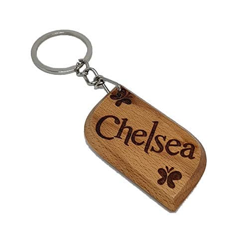 Image of Chelsea Personalised Name Engraved Wooden Keyring Keychain Key Ring