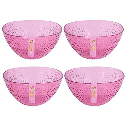 Image of YöL Set of 4 Small Bowls Plastic Pink Aztec Design Reusable Summer Party BBQ Ice Cream Bowl Sundae Snack