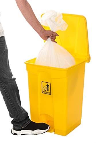 Image of Curvaso 45L Yellow Foot Pedal Bin Waste Dustbin for Kitchen Office Shop Medical Clinical Commercial Large Recycling Indoor Outdoor