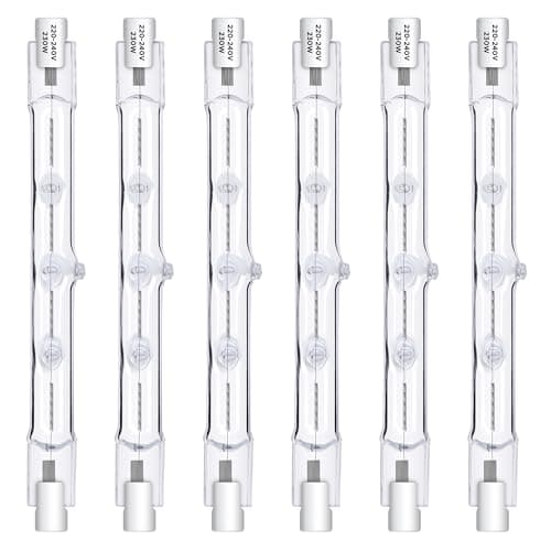 Image of R7S Halogen Bulb 118mm 230W 230V, Dimmable Halogen Linear Light Bulb, 2800K Warm White, 4200lm, J78 Security Light Bulb 118mm, for Floodlight, Security, Landscape, Floor Lamps, Work Light, 6 Pack