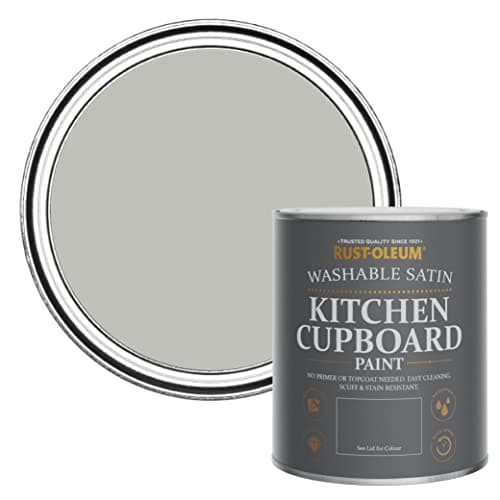 Image of Rust-Oleum Light Grey Scrubbable Kitchen Cupboard Paint in Satin Finish - Flint 750ml