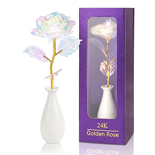 Image of 24k Golden Rose Birthday Gifts for Mother Women Her Girlfriend Wife, Galaxy Rose Flower Gifts for Mothers Day Christmas Women's Day Valentines Day Anniversary