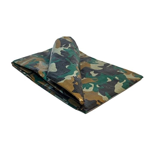 Image of TARPAFLEX 2.4m x 3m Camouflage Tarpaulin Waterproof Lightweight Tarp Sheet Cover, 80gsm Multipurpose Groundsheet With UV Protection & Shrinkproof Material