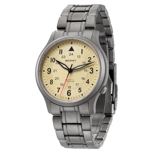 Image of BERNY Titanium Watch Quartz Movement VH31 5ATM Water-Resistant Analog Quartz Watches for Men and Women Super Luminous