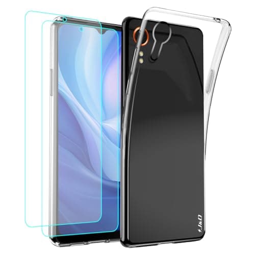 Image of J&D Case Compatible for Samsung Galaxy Xcover 7, Crystal Clear Anti-Yellow Ultra Slim case with (2-Pack) Screen Protectors, Anti-Shock Soft TPU Silicone Case for Galaxy Xcover 7, Transparent