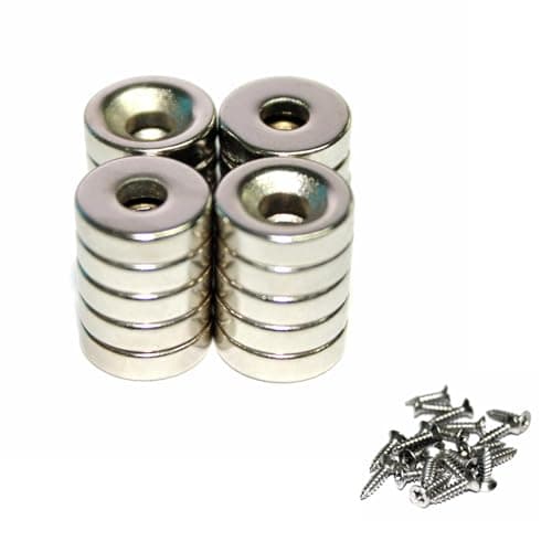 Image of JUNAN mutual attraction Magnets Neodymium Disc Countersunk Hole Magnet 10 pairs 10mm x3mm hole 3mm Rare Earth Magnets with 20 Screws