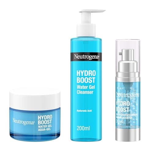 Image of Neutrogena Hydro Boost Series, 3-Step Facial Regime, Hydration Starter Set And Skin Care Kit (Cleanser + Moisturiser + Booster), Saving Bundle